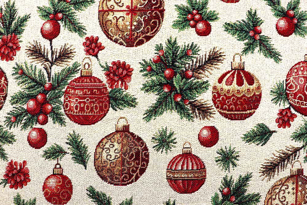 Klassisch & charmant: Dieser Gobelin bringt Weihnachtsglanz und Gemütlichkeit auf den Punkt. Wn5350 Gobelin Christbaum Kugeln S4 Weihnachten Ornamente Gobelin Glitzer - Jingle Bells