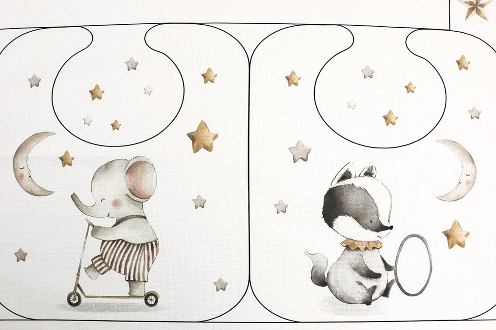 Niedliche Zirkustiere auf feiner Baumwoll-Webware - Panel für unterschiedliche Nähprojekte Co6865 Baumwollstoff Baby Panels(1) Baumwolle Kinder Baumwoll-Panel - Baby-Tiere