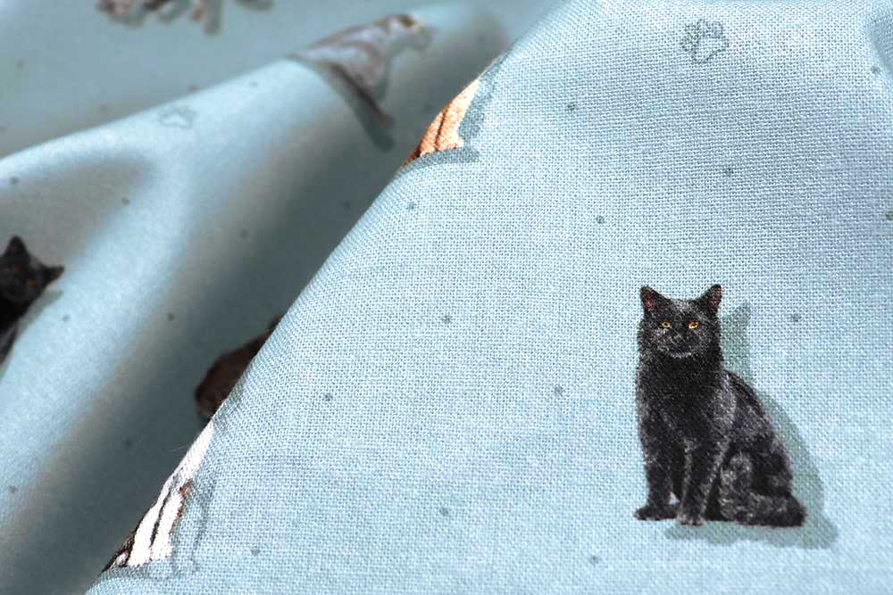 Schöne Baumwoll-Popeline mit realistischem Katzen-Print - ideal für alle, die die Samtpfoten lieben! Co6878 Baumwollstoff Katzen Hellblau S4 Baumwolle Tiere Baumwoll-Popeline - Katinka