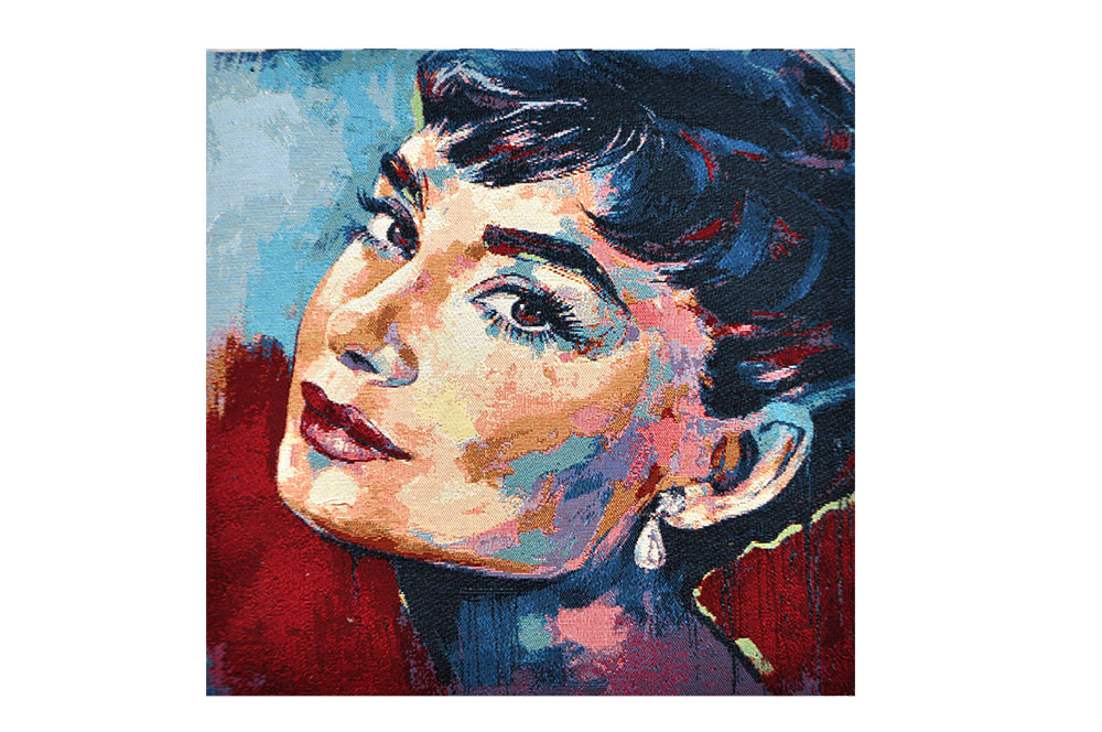 Hochwertiger, schwerer Gobelin mit absolut edlem, elegantem Motiv im Retrostil Ds6101 Deko Panel Audrey 1 Dekostoffe Retro Gobelin-Panel - Audry - 47 x 47 cm