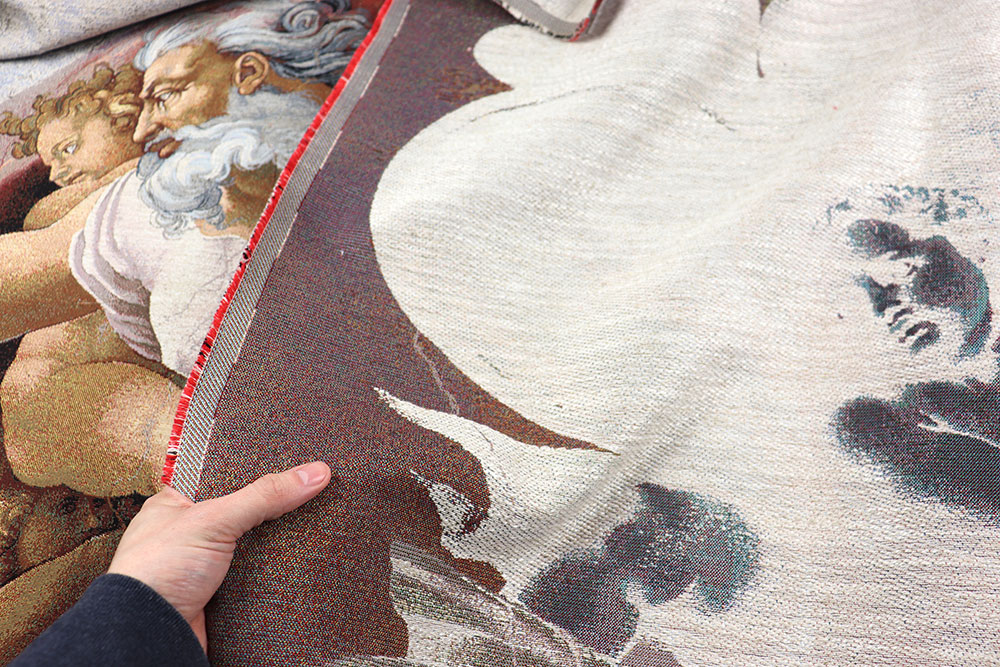 Verwandeln Sie Ihr Zuhause in die Sixtinische Kapelle! Dieses riesige Gobelin-Panel ist der absolute Hingucker! Ds6337 Gobelin Stoff Panel Erschaffung Adams Kunstwerk 2 Gobelin NEU Gobelin-Panel - Adam - 280 x 140 cm