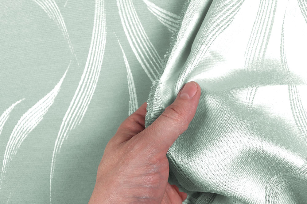 Zweiseitiger Jacquard mit zartem Muster – perfekt für elegante Heimtextilien und stilvolle Accessoires! Ds6417 Dekostoff Jacquard Salbei Gruen Rueckseite Dekostoffe Jacquard Dekostoff Jacquard - Waves - Salbei Light