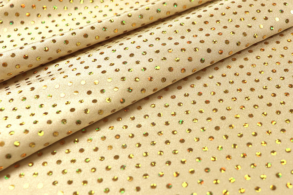 Prunkvoller Glanz auf hochwertigem Superstretch - ein Muss für Show, Gala, Tanz und Events! Fn1337 Pailletten Lycra Pailletten Stoffe Pailletten-Lycra - Champagner