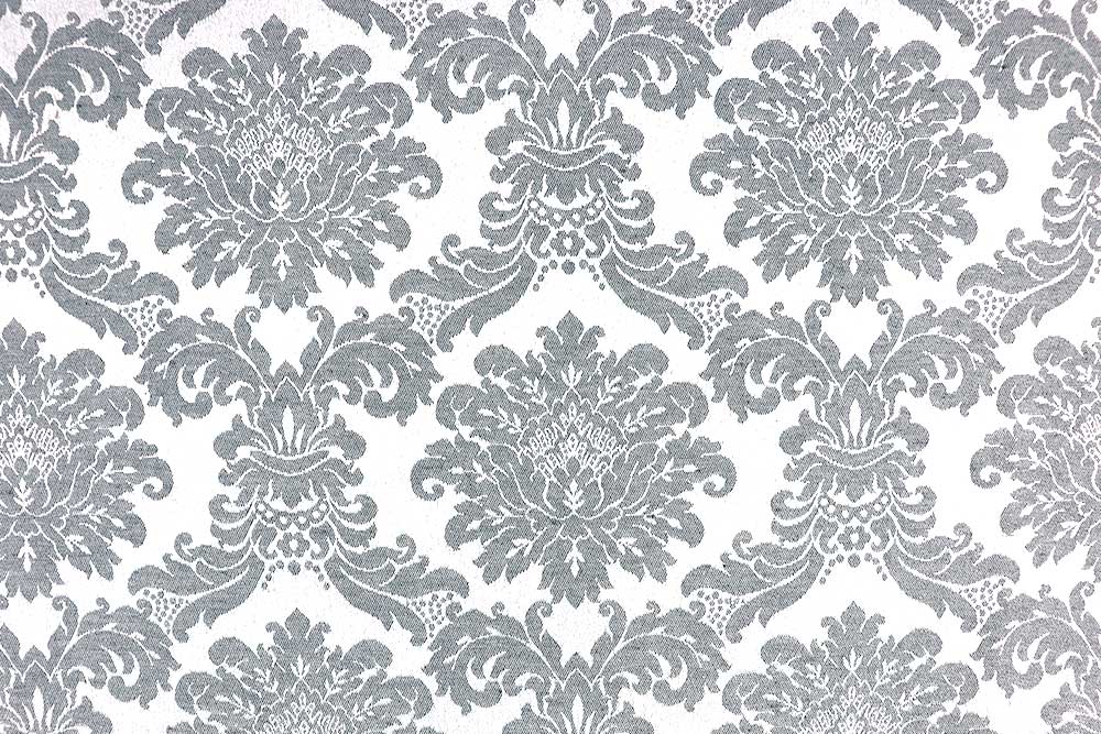 Barock-Ornamente, aufwendig eingewoben in edles Mischgewebe mit Baumwollanteil - perfekt für großflächige Wohndeko! Td5083911 Damast Barock Grau 2 Dekostoffe Barock Damast - Theresia - 280 cm - Grau