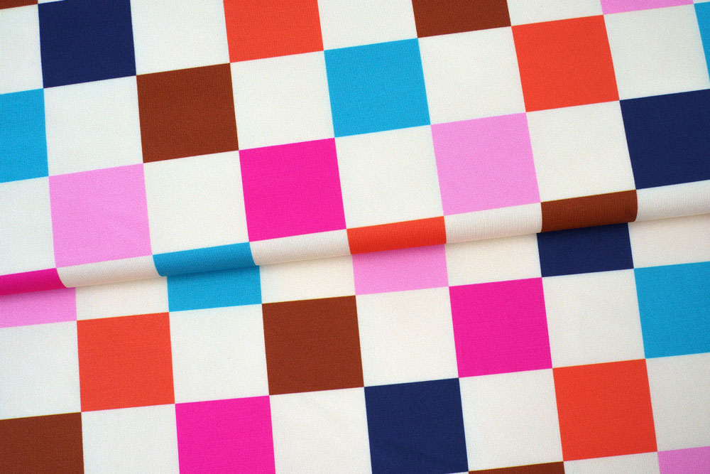 Einzigartige Performance Stoffqualität - macht Lust auf Bewegung! Bk7484 Bekleidungsstoff Albstoffe Hipster Square Weiss S4y Recycling-Stoffe Albstoffe - Performance - Hipster Square - White