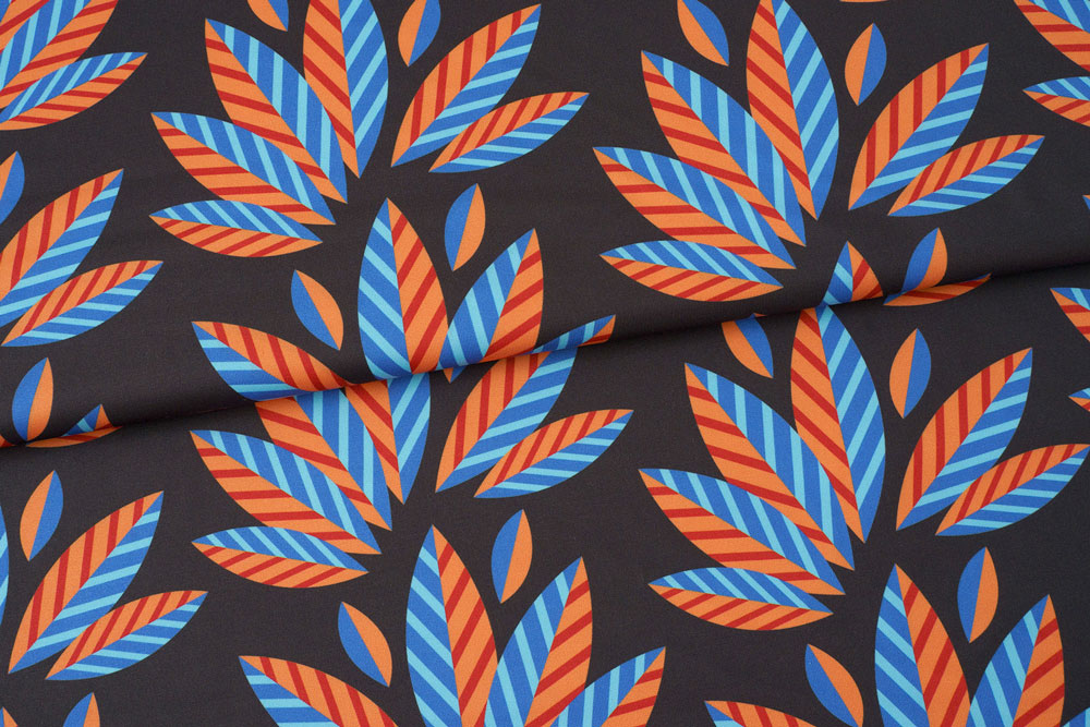 Einzigartige Performance Stoffqualität - macht Lust auf Bewegung! Bk7482 Bekleidungsstoff Albstoffe Palms Schwarz Recycling-Stoffe Albstoffe - Performance - Palms - Black
