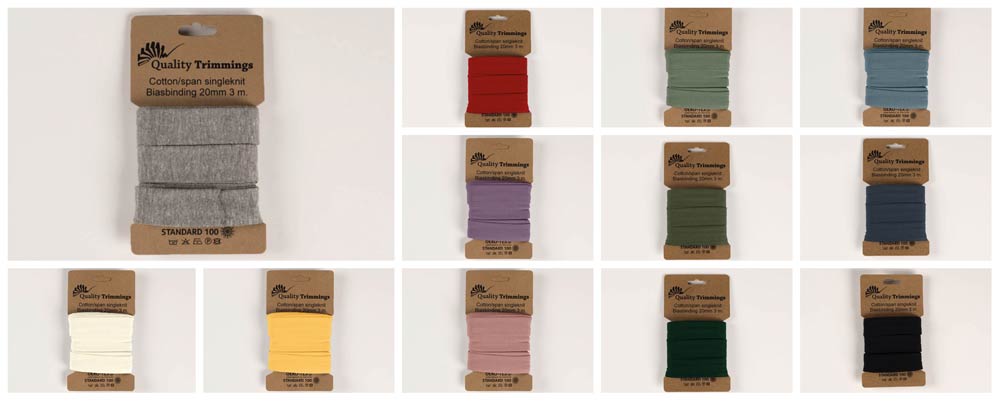 Aus unserem Kombi-Programm: Tolles 3 Meter Schrägband aus Jerseystoff - vielseitig einsetzbar und super praktisch!  Bk7074 Farbtafel Schraegband Jersey Kombi Uni Uni Jersey-Schrägband - Kombi - Uni