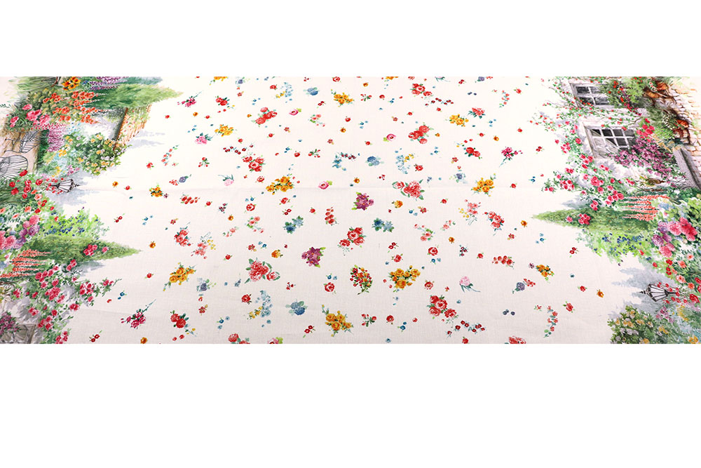 Romantische Aquarelloptik, Frühlingsfarben und reine Naturfaser - ein Stoff, der verzaubert! Co6902 Baumwollstoff Digital Blumen Fr Baumwolle Blumen Baumwoll-Dekostoff Digital - Mittags im Garten