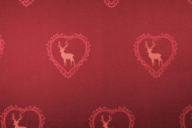 Kräftige Farben und ein hübsches Muster im Landhaus-Stil auf hochwertiger Jacquard-Ware - Made in Germany  Ds5817250 Dekostoffe Landhaus Dekostoff Herziger Hirsch - Trevira CS - Rot/Terra