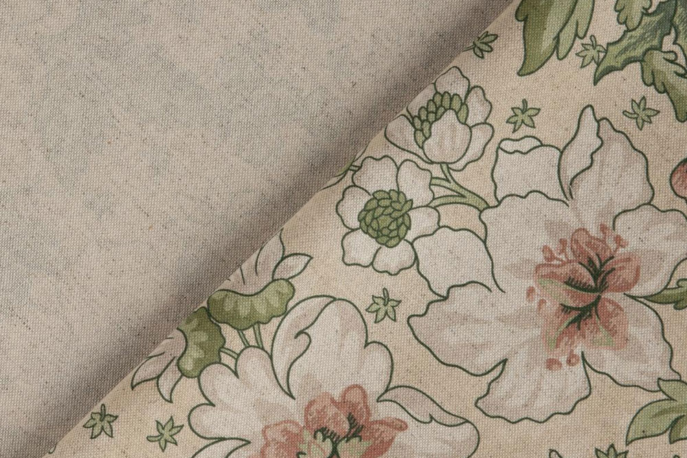 Überbreites, robustes Gewebe aus natürlichen Materialien - inklusive wunderschönem Blumendesign!  Ds6110001 Dekostoff Premium London Blumen Dekostoffe Leinen Dekostoff Leinen deluxe - London - Spring Flower - 280 cm