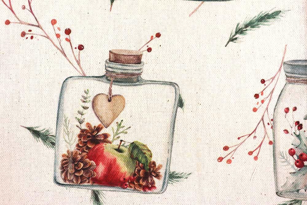 Winterlicher Dekostoff aus Recyclingfasern, der Ihren Kreationen einen charmanten Charakter verleihen wird! Wn5340 Weihnachtsstoff Glaeser S4  L Weihnachten Sonstige Recycling-Dekostoff - Winter im Glas